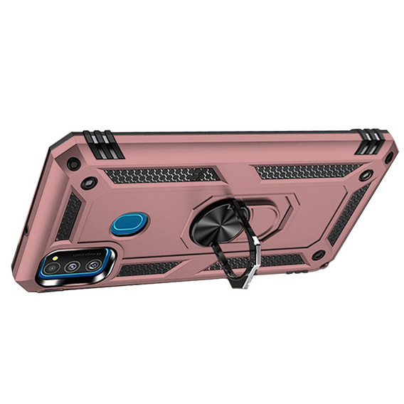 Бронированный Чехол до Samsung Galaxy M21, Nox Case Ring, розовый rose gold