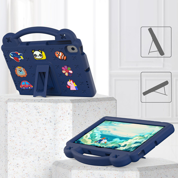 Детский чехол для Samsung Tab A8 X200 / X205, Cute Patterns, с подставкой, темно-синий