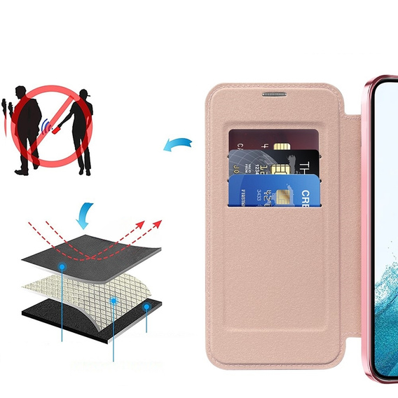 Чохол-книжка для Samsung Galaxy S22 5G, RFID Wallet MagSafe CamShield, рожевий