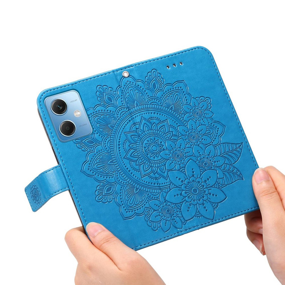 Откидной чехол для Xiaomi Redmi Note 12 5G / POCO X5 5G, Mandala Flower, синий