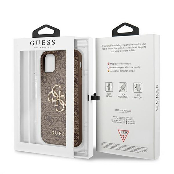 Чехол GUESS до iPhone 11, 4G Big Metal Logo, коричневый