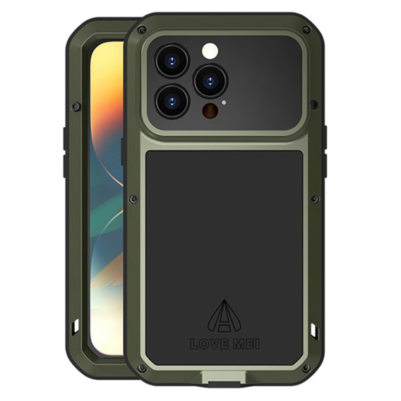 Чехол Love Mei до iPhone 14 Pro Max, armored with glass, зелёный