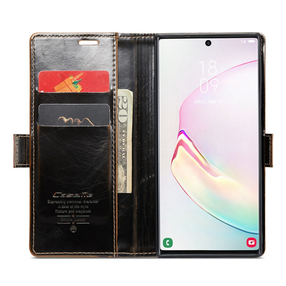 Чохол-обкладинка CASEME для Samsung Galaxy Note 10 Plus, Waxy Textured, кава