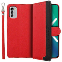 Откидной чехол для Nokia G60 5G, KHAZNEH RFID Case, Dual Color, красный