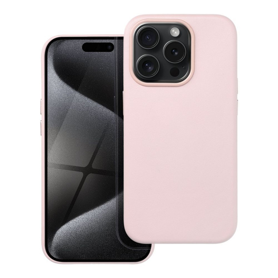 Кожаный чехол Mag Cover для iPhone 15 Pro, розовый