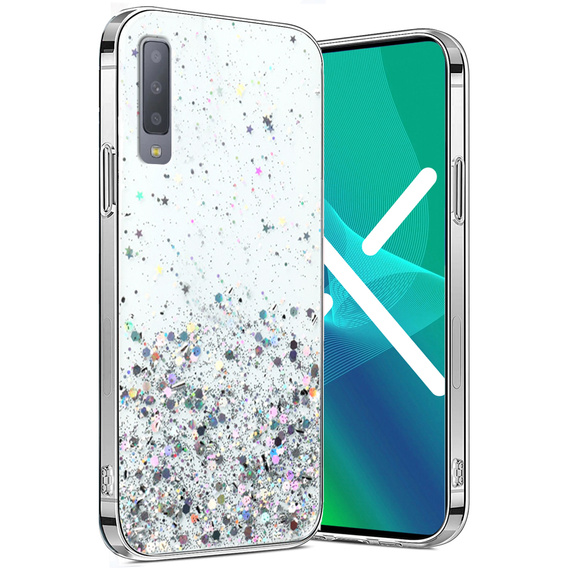 Чехол до Samsung Galaxy A7 2018, Glittery, прозрачный