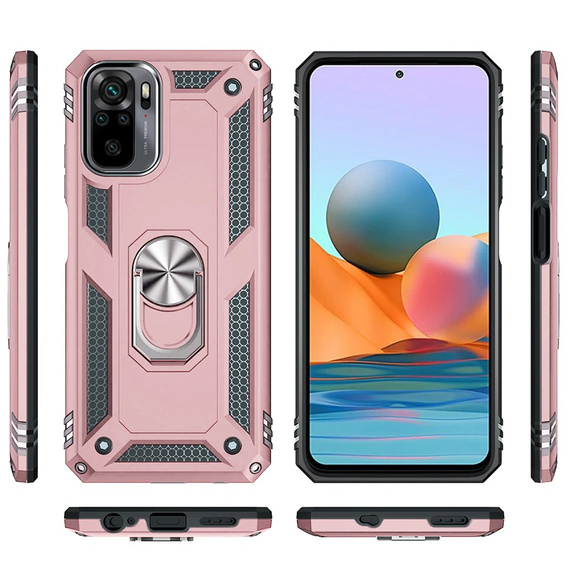 Броньований Чoхол до Xiaomi Redmi Note 10/10S, Nox Case Ring, рожевий rose gold