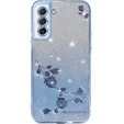 Чехол для Samsung Galaxy S21 FE, Glitter Flower, синий