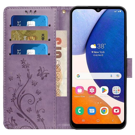 Откидной чехол для Samsung Galaxy A55 5G, Wallet, Butterfly, фиолетовый