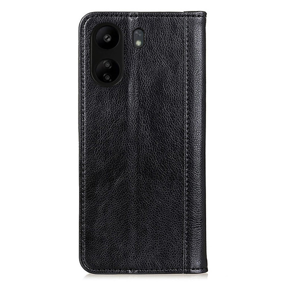 Чехол до Xiaomi Redmi 13C / Poco C65, Wallet Litchi Leather, чёрный