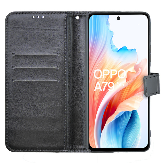 Откидной чехол для Oppo A79 5G, Crazy Horse Wallet, чёрный