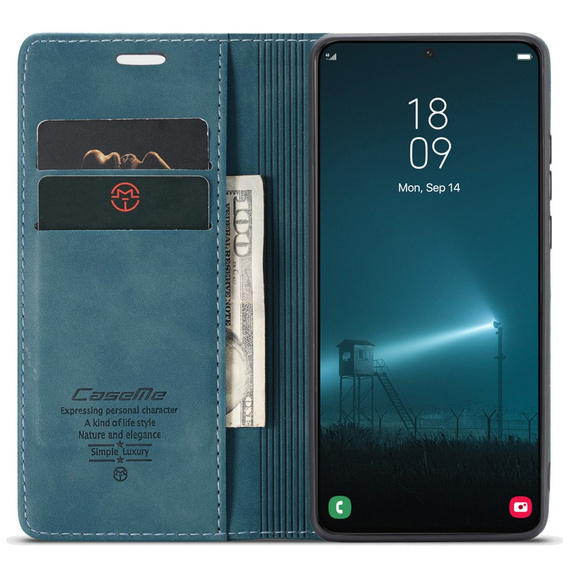 Чехол CASEME для Samsung Galaxy S22+ Plus 5G, Leather Wallet Case, зелёный