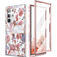 Чoхол до Samsung Galaxy S22 Ultra, Suritch Full Body Marble, рожевий