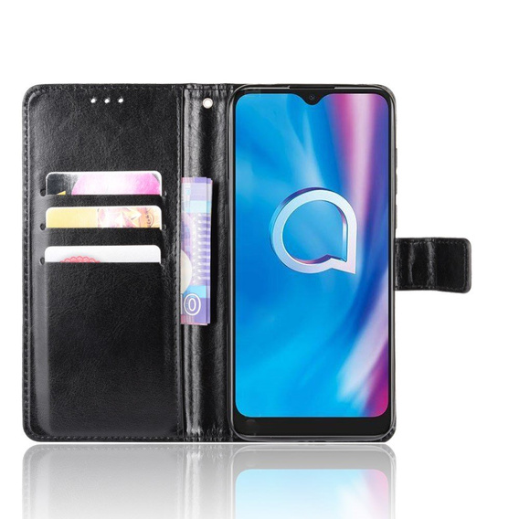 Откидной чехол для Alcatel 1S/1V/3L, Crazy Horse Wallet, чёрный