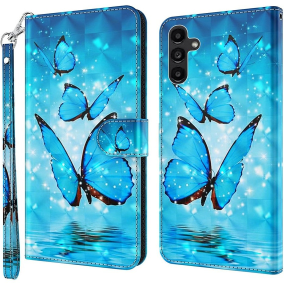 Откидной чехол для Samsung Galaxy A14 4G/5G, Wallet Butterfly, синий