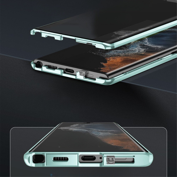 Чохол для Samsung Galaxy S22 Ultra, Magnetic Dual Glass, зелений