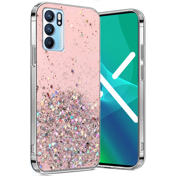 Чехол до OPPO Reno6 5G, Glittery, розовый