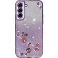 Чохол для Samsung Galaxy S22, Glitter Flower, фіолетовий