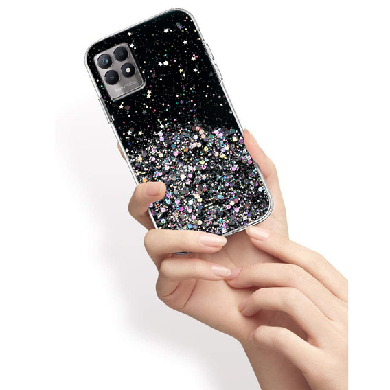 Чехол до Realme 8i, Glittery, чёрный