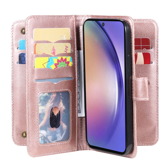 Фліп-чохол для Samsung Galaxy A55 5G, 10 Card Slots Wallet, рожевий