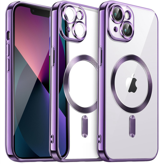 Чохол для iPhone 13, Electro MagSafe, фіолетовий + Скло на екран