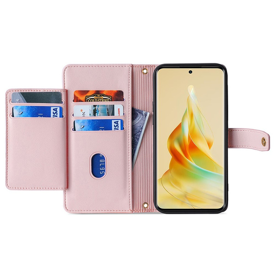 Откидной чехол для Oppo A78 4G, Wallet Zipper Pocket, розовый