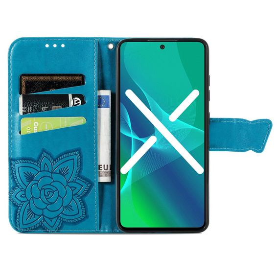 Откидной чехол для Samsung Galaxy M33, Butterfly, синий