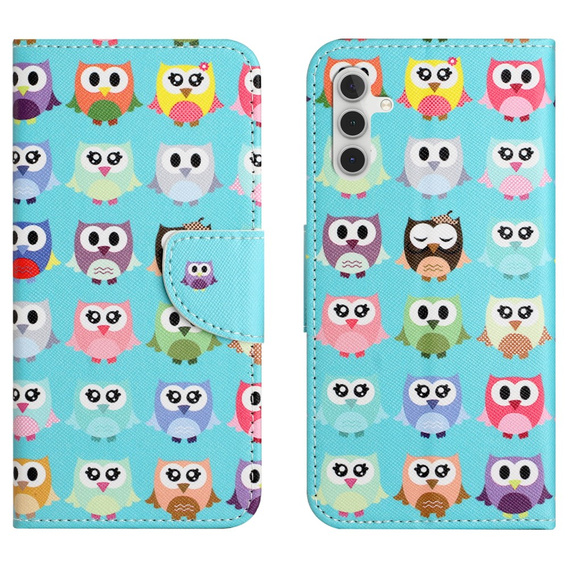 Откидной чехол для Samsung Galaxy M15 5G, Wallet, Owls синий