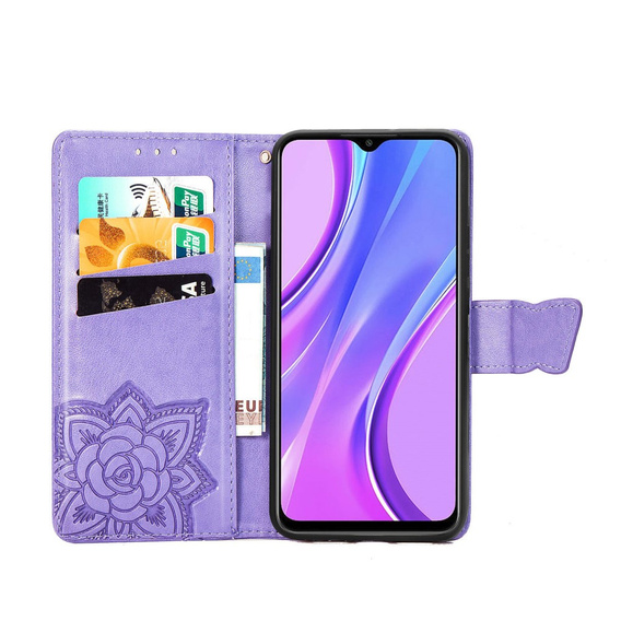 Чохол-книжка для Xiaomi Redmi 9, Butterfly, фіолетовий