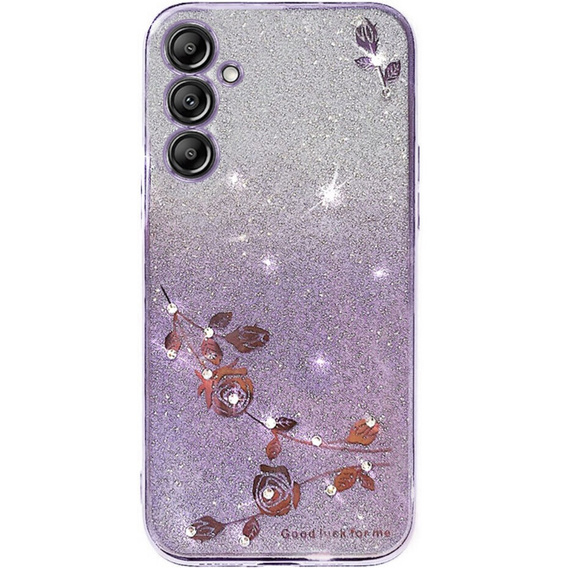 Чехол для Samsung Galaxy S24+ Plus, Glitter Flower, фиолетовый