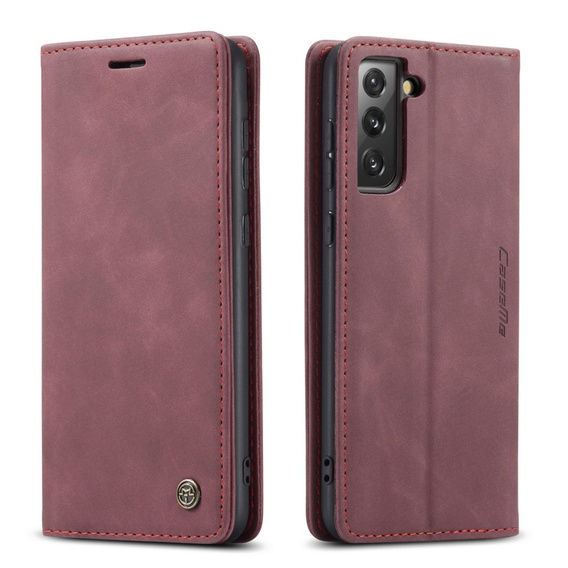 Чехол CASEME для Samsung Galaxy S21 FE, Leather Wallet Case, красный