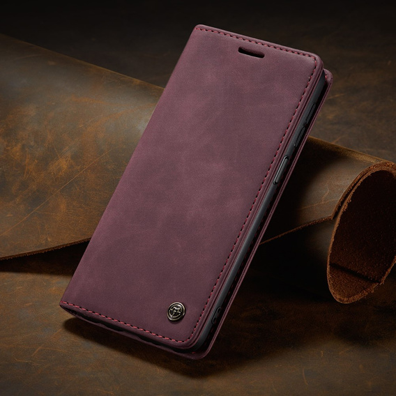 Чехол CASEME для Xiaomi Redmi Note 10 / 10S, Leather Wallet Case, бордовый