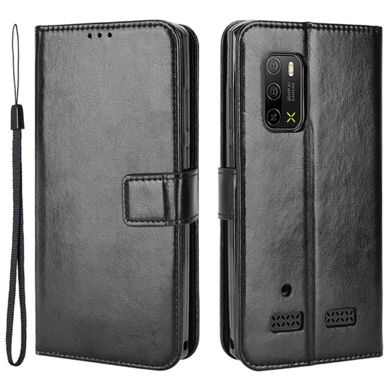 Откидной чехол для Ulefone Armor X10 / X10 Pro, Crazy Horse Wallet, чёрный