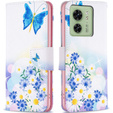 Откидной чехол для Motorola Edge 40 5G, Wallet, butterfly & flowers, синий