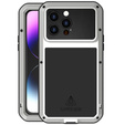 Чoхол Love Mei до iPhone 14 Pro Max, armored with glass, сріблястий