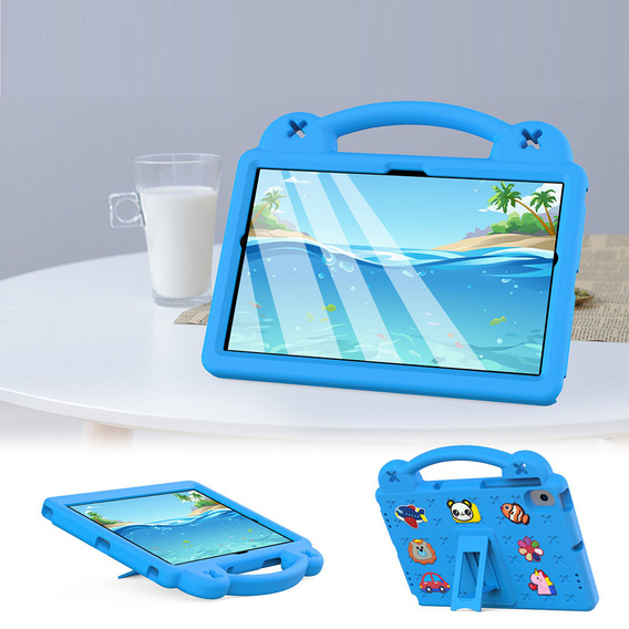 Детский чехол для Samsung Tab A8 10.5 X200 / X205, Cute Patterns, с подставкой, синий