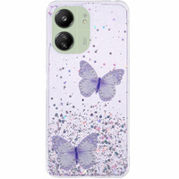 Чохол для Xiaomi Redmi 13C / Poco C65, Glitter Butterfly, фіолетовий