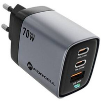 Зарядний пристрій Forcell USB-A / 2x USB-C 3.45A GaN 70W PD QC 4.0, сірий