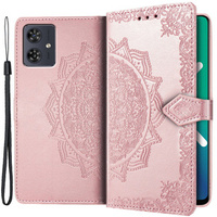 Откидной чехол для Motorola Moto G54 5G, Mandala, розовый rose gold