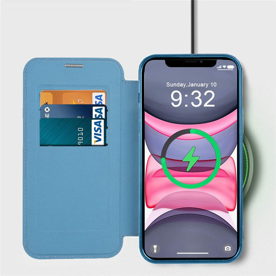 Откидной чехол для iPhone 11, RFID Wallet MagSafe CamShield, синий