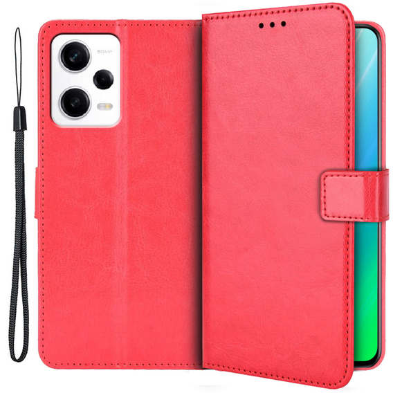 Футляр з клапаном для Xiaomi Redmi Note 12 5G / POCO X5 5G, Crazy Horse Wallet, червоний