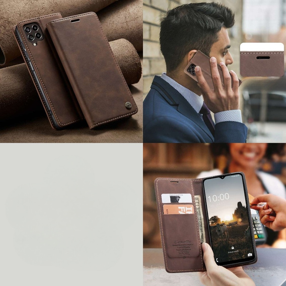 Чехол CASEME для Samsung Galaxy M33 5G, Leather Wallet Case, коричневый