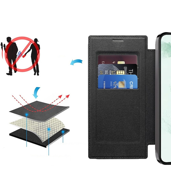 Откидной чехол для Samsung Galaxy S22 Ultra 5G, RFID Wallet MagSafe CamShield, чёрный