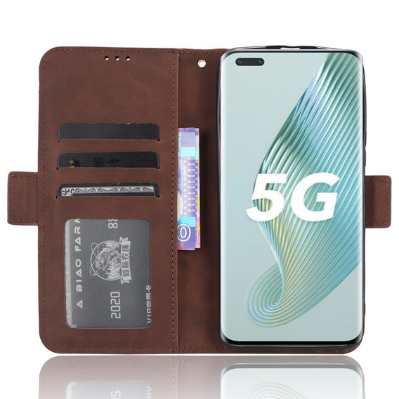 Откидной чехол для Honor Magic 5 Pro 5G, Card Slot, коричневый