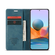 Чехол CASEME для Xiaomi Redmi Note 10 Pro, Leather Wallet Case, синий