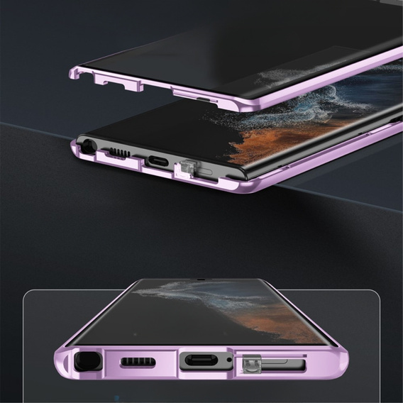 Чохол для Samsung Galaxy S22 Ultra, Magnetic Dual Glass, фіолетовий