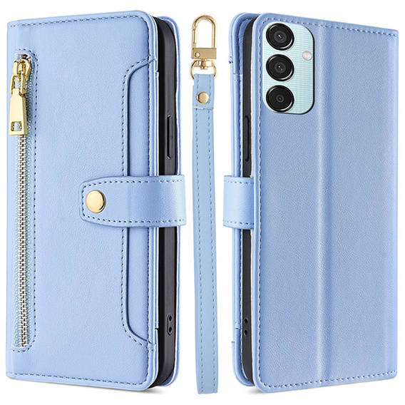 Откидной чехол для Samsung Galaxy M15 5G, Wallet Zipper Pocket, синий