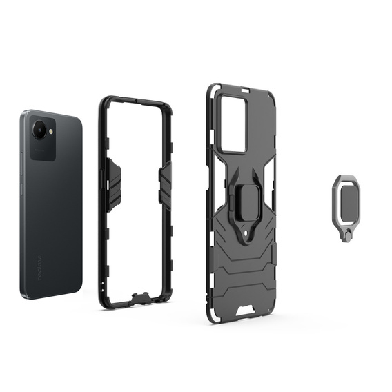 Чехол до Realme C30 / Narzo 50i Prime, Kickstand Ring, чёрный