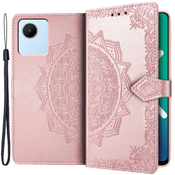 Чохол-книжка для Realme C30 / Narzo 50i Prime, Mandala, рожевий rose gold