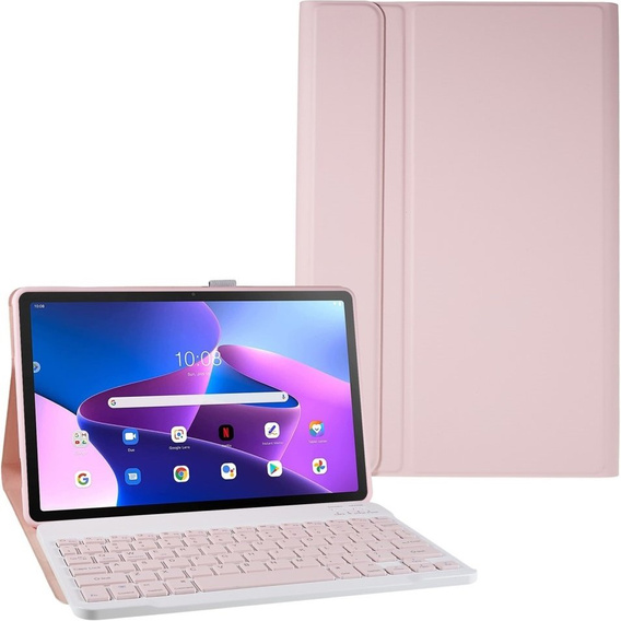 Чехол + клавиатура Lenovo Tab M10 Plus Gen 3 TB-125F TB-128F, розовый rose gold